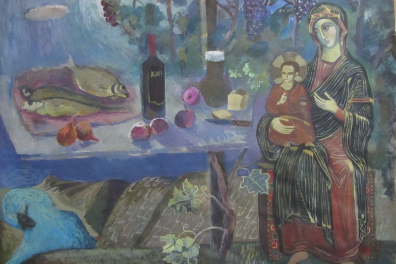 Валерий Кульченко. Мадонна в винограднике. 78 х 60. Бумага, акрил.(1974 год)